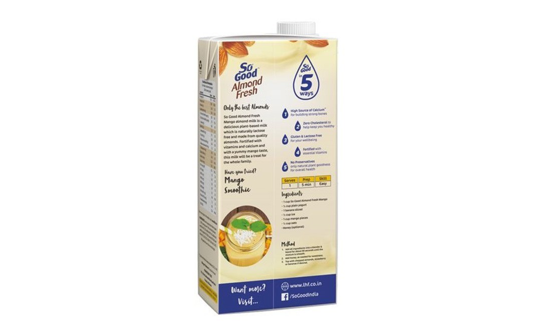 So Good Almond Fresh, Mango Flavour    Tetra Pack  1 litre